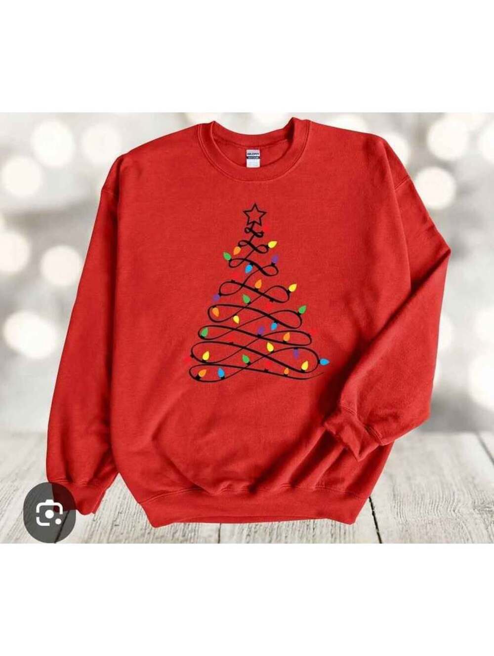 Gildan Red Christmas Tree Lights Crewneck Sweatshirt [COPY]